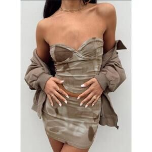 NWT Princess Polly Brown Tie Dye Mesh The Brynn Set Women's 12